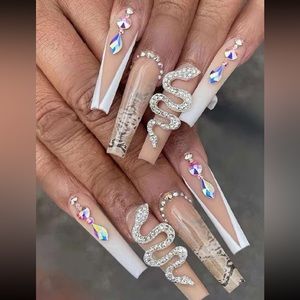 SOLD Long Coffin Snake Decor Press-On Nails